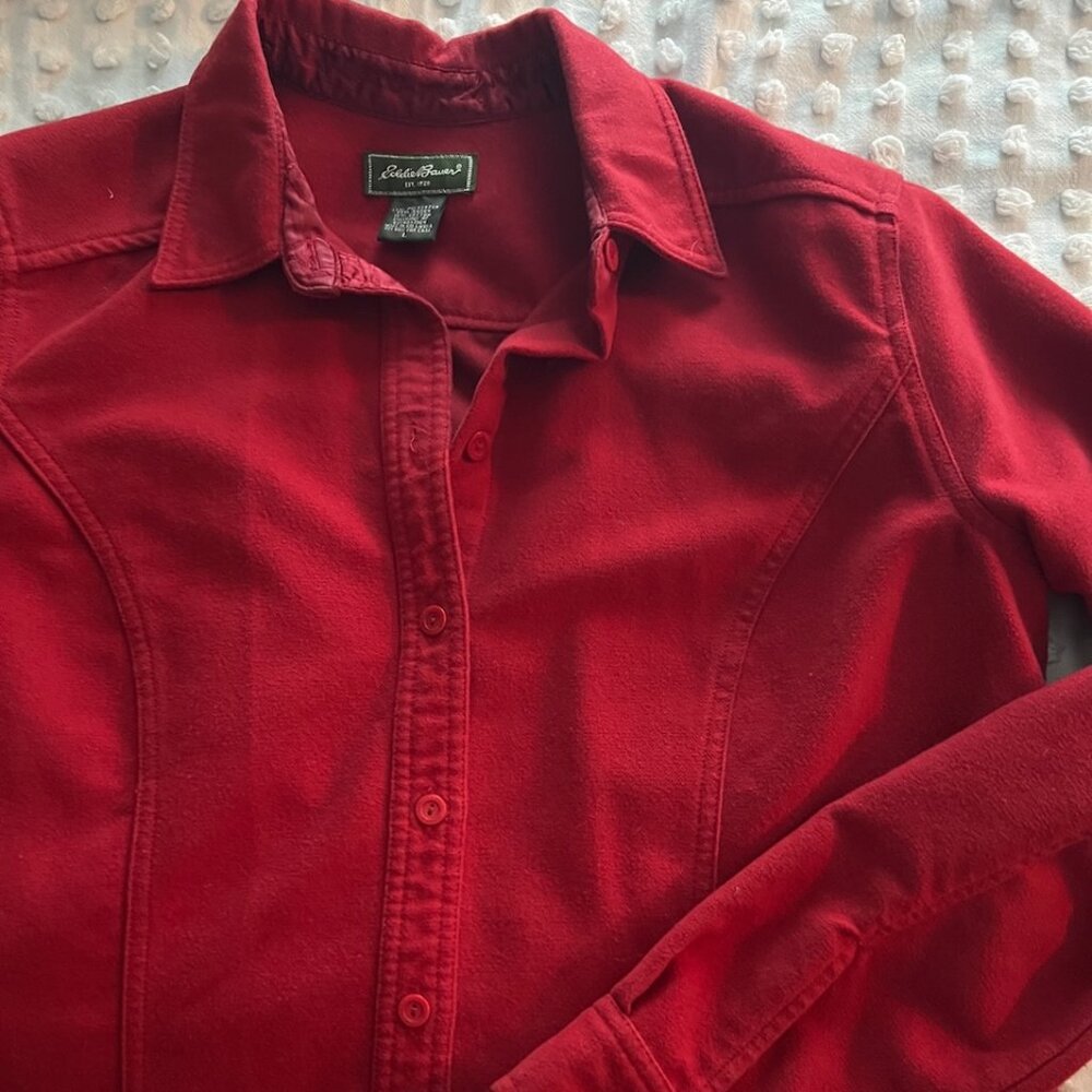 Eddie Bauer Red Women's Button Down Shirt Size Large